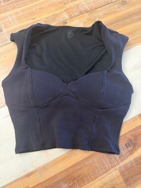 ALO Yoga Black Ribbed Crop Tank Top